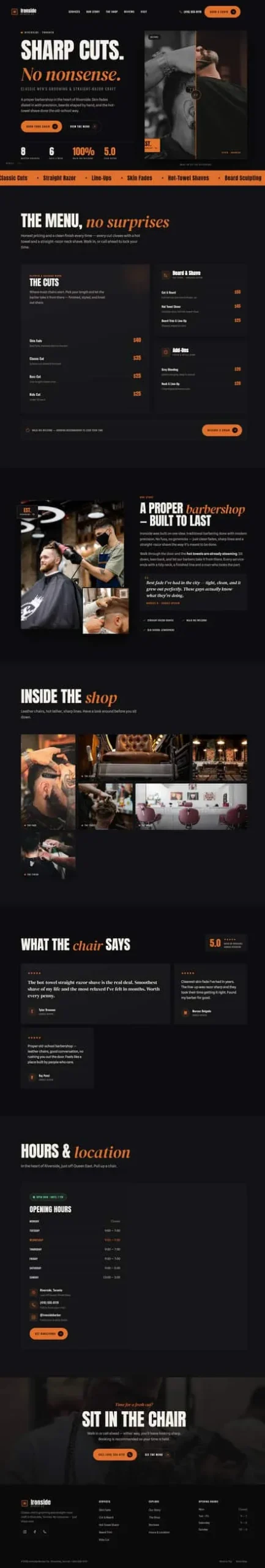 Ironside Barber Co. — full sample website built by WebsiteMill