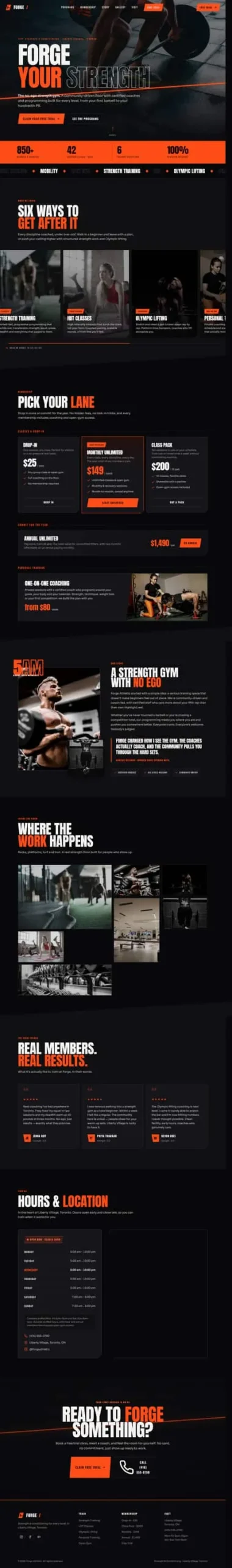 Forge Athletic — full sample website built by WebsiteMill
