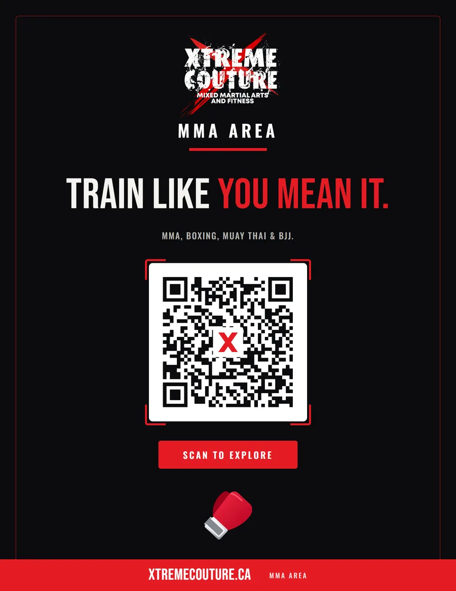 The printed QR sign for the MMA area.