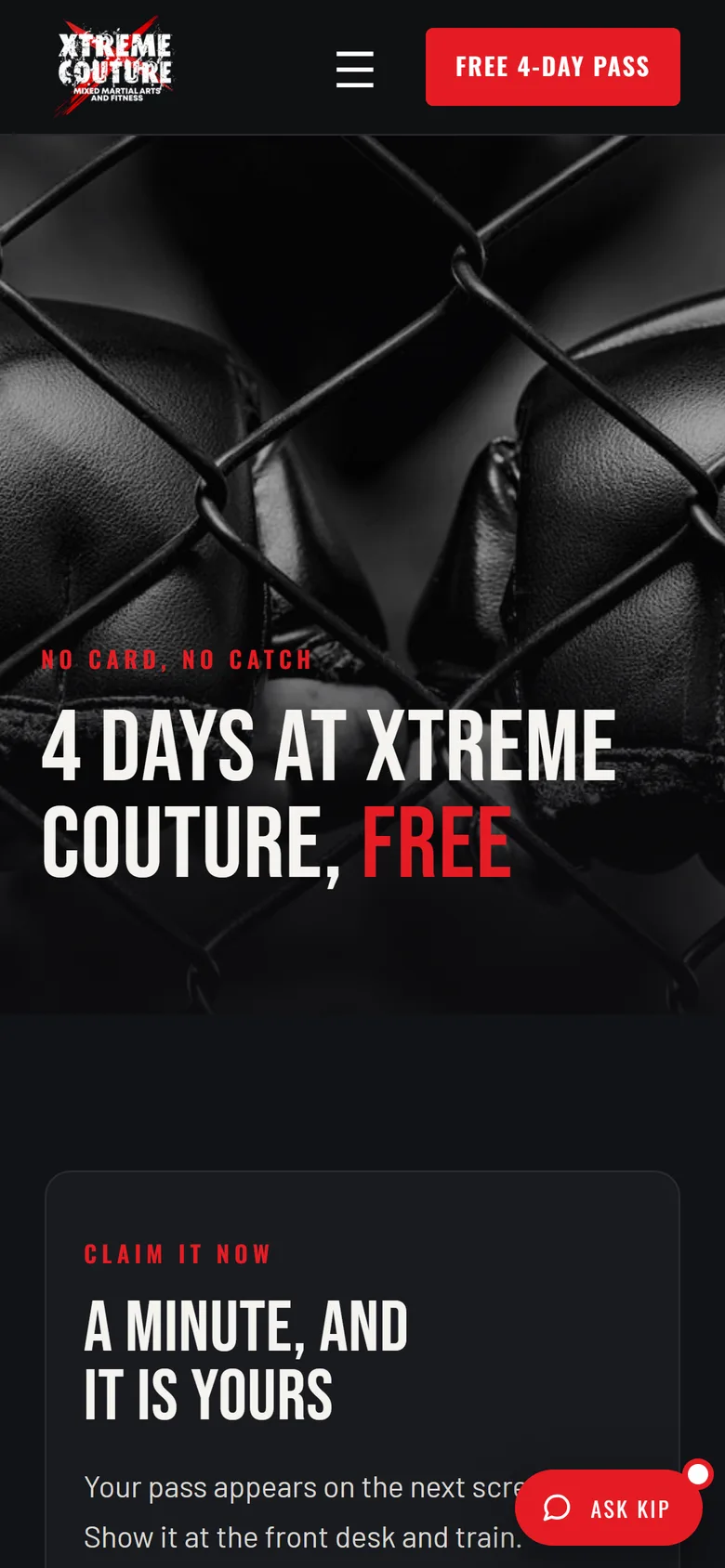 The free-pass page on a phone.