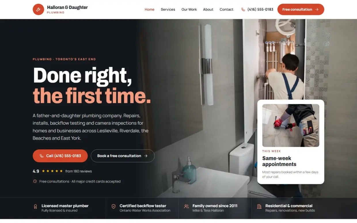 Halloran & Daughter Plumbing — Home page.